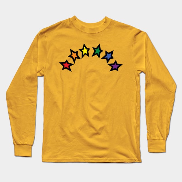 Pride Rainbow Colored Stars Long Sleeve T-Shirt by ellenhenryart